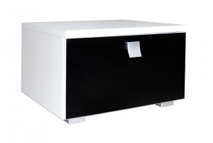 Nočný stolík AGARIO II, biela/čierny lesk
