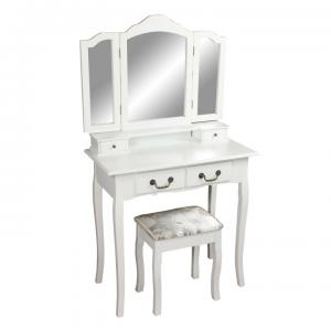 Toaletný stolík s taburetom REGINA NEW biela / strieborná Tempo Kondela #3 small