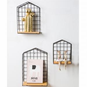 Set 3 poličiek AZURI prírodná / čierna Tempo Kondela #2 small