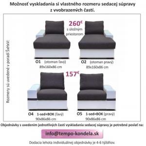 TEMPO KONDELA Sedacia súprava, biela/sivá, pravá, OREGON MALÝ ROH #1 small