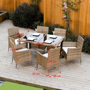 Zahradní set, jídelní stůl + 6x židle, ratan, medová / krémová, GARDEN 0000186614 Tempo Kondela #1 small