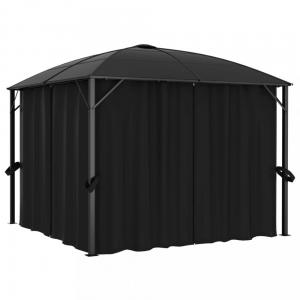 Záhradný altánok so závesmi 3x3 m antracit Dekorhome #1 small