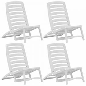 Skladacie plážové stoličky 4 ks plast Dekorhome Biela