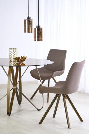 HALMAR Lungo okrúhly sklenený jedálenský stôl hnedá / zlatá #1 small