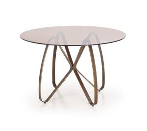 HALMAR Lungo okrúhly sklenený jedálenský stôl hnedá / zlatá #2 small