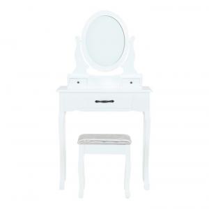 TEMPO KONDELA Linet New toaletný stolík s taburetkou biela / strieborná / zlatá