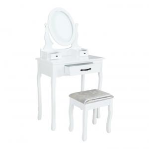 TEMPO KONDELA Linet New toaletný stolík s taburetkou biela / strieborná / zlatá #1 small