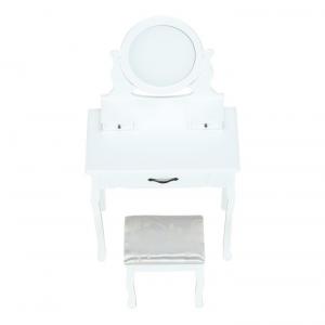 TEMPO KONDELA Linet New toaletný stolík s taburetkou biela / strieborná / zlatá #2 small