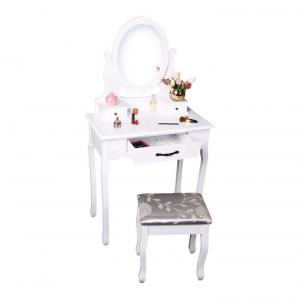 TEMPO KONDELA Linet New toaletný stolík s taburetkou biela / strieborná / zlatá #3 small