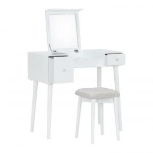 TEMPO KONDELA Marvel toaletný stolík s taburetkou biela / hnedá #1 small