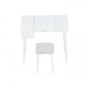 TEMPO KONDELA Marvel toaletný stolík s taburetkou biela / hnedá #3 small