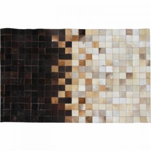 TEMPO KONDELA Luxusný kožený koberec, biela/hnedá/čierna, patchwork, 70x140, KOŽA TYP 7 #1 small