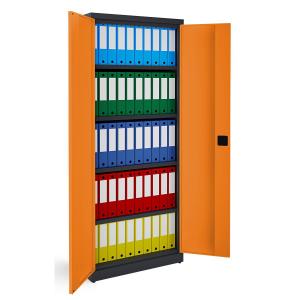NABBI SB 800 kovová kancelárska skriňa s dvojkrídlovými dverami grafit / oranžová #1 small