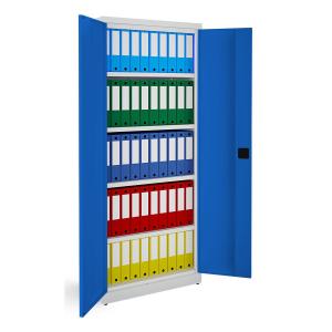 NABBI SB 800 kovová kancelárska skriňa s dvojkrídlovými dverami svetlosivá / modrá #1 small