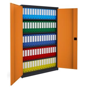 NABBI SB 1200 kovová kancelárska skriňa s dvojkrídlovými dverami grafit / oranžová #1 small