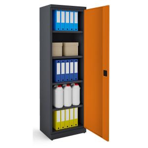 NABBI SB600 kovová kancelárska skriňa s nastaviteľnými policami grafit / oranžová #1 small