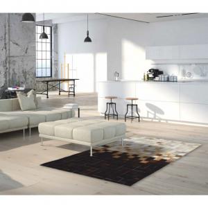 TEMPO KONDELA Luxusný kožený koberec, biela/hnedá/čierna, patchwork, 170x240, KOŽA TYP 7 #1 small