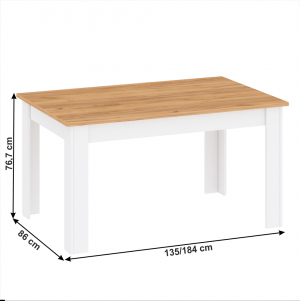 Rozkladací jedálenský stôl S LANZETTE biela alba / dub craft zlatý Tempo Kondela #2 small