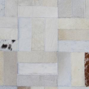 TEMPO KONDELA Luxusný kožený koberec, biela/sivá/hnedá, patchwork, 120x180, KOŽA typ 1