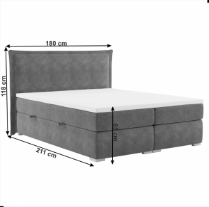 Boxspringová posteľ MEGAN sivá Tempo Kondela 180 x 200 cm
