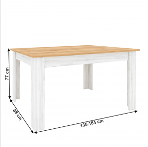 Rozkladací jedálenský stôl S SUDBURY dub craft zlatý / dub craft biely Tempo Kondela #1 small