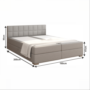 Boxspringová posteľ FERATA KOMFORT svetlosivá Tempo Kondela 160 x 200 cm