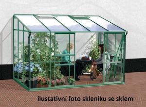 Skleník k stene VITAVIA IDA 6500 polykarbonát zelený Dekorhome Polykarbonát 6 mm