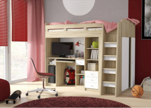 ArtElb Detská poschodová posteľ + stolík Unit Farba: Biela / strieborná #1 small