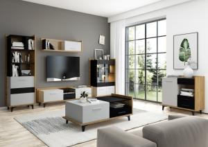 WIP TV stolík 1D1S BOX-08 Farba: dub artisan / biela / čierna #1 small