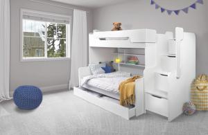 ArtBed Detská poschodová posteľ Harry Farba: biela/biela
