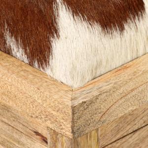 Úložná lavice 80 cm pravá koža / drevo Dekorhome Biela / hnedá #1 small