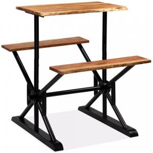 Barový stôl s lavicami čierna / hnedá Dekorhome 120 cm #1 small