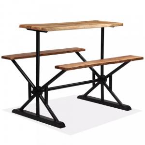 Barový stôl s lavicami čierna / hnedá Dekorhome 120 cm #2 small