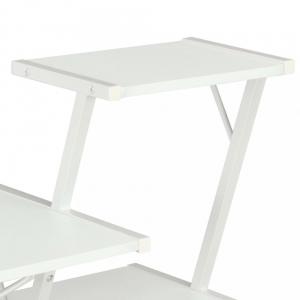 Písací stôl s policami drevotrieska / oceľ Dekorhome Biela #2 small