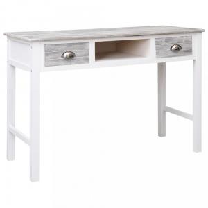 Písací stôl s 2 zásuvkami masívne drevo Dekorhome Biela / sivá #1 small