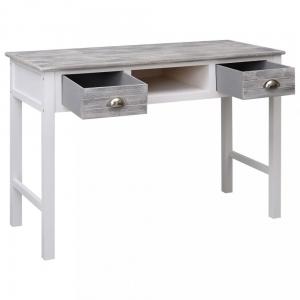 Písací stôl s 2 zásuvkami masívne drevo Dekorhome Biela / sivá #2 small