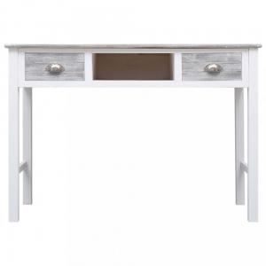 Písací stôl s 2 zásuvkami masívne drevo Dekorhome Biela / sivá #3 small