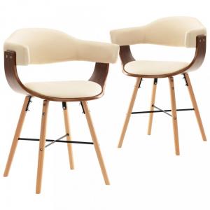 Jedálenská stolička 2 ks ohýbané drevo / umelá koža Dekorhome Hnedá / krémová