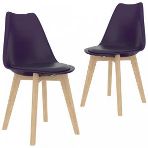 Jedálenská stolička 2 ks plast / umelá koža / buk Dekorhome Modrá #3 small