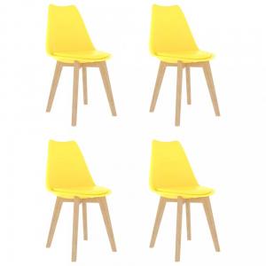 Jedálenská stolička 4 ks plast / umelá koža / buk Dekorhome Oranžová #1 small