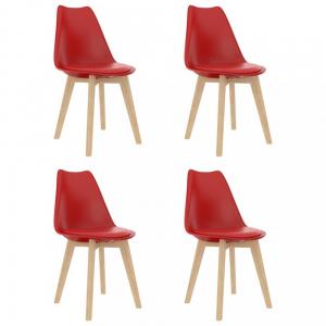 Jedálenská stolička 4 ks plast / umelá koža / buk Dekorhome Oranžová #2 small