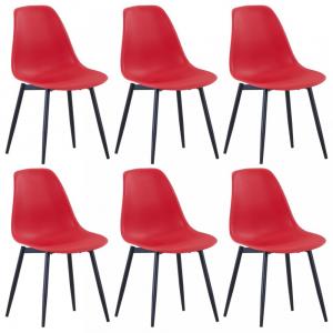 Jedálenská stolička 6 ks plast / kov Dekorhome Červená