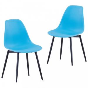 Jedálenská stolička 2 ks plast / kov Dekorhome Modrá
