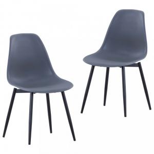 Jedálenská stolička 2 ks plast / kov Dekorhome Sivá