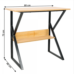 Pracovný stôl s policou TARCAL buk / čierna Tempo Kondela 80x40 cm