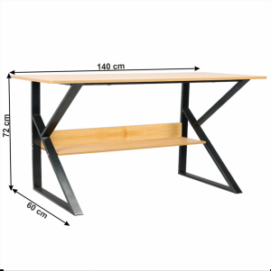 Pracovný stôl s policou TARCAL buk / čierna Tempo Kondela 140x60 cm