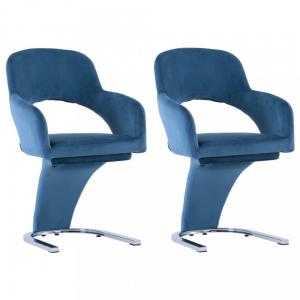 Jedálenská stolička 2 ks zamat / chróm Dekorhome Modrá #1 small