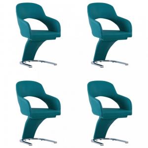 Jedálenská stolička 4 ks umelá koža / chróm Dekorhome Modrá