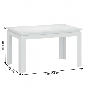 Rozkladací jedálenský stôl LINDY 135/184 biela lesk Tempo Kondela #1 small