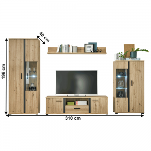 Obývacia stena KANODE dub artisan / čierna Tempo Kondela #1 small